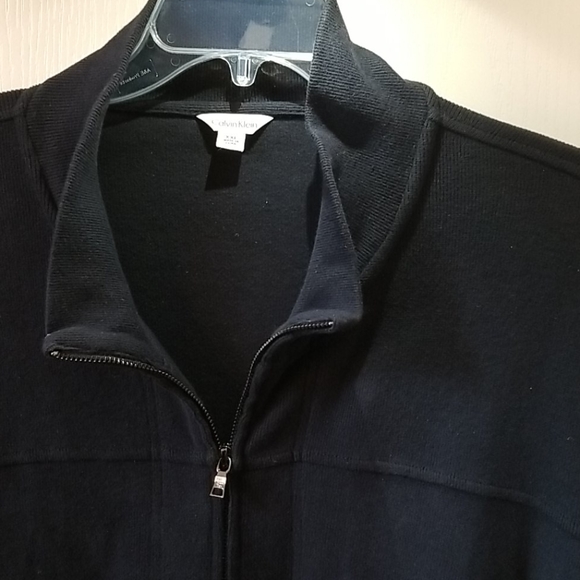 Calvin Klein Full Zip Mock Neck Navy Sweater - Picture 2 of 6